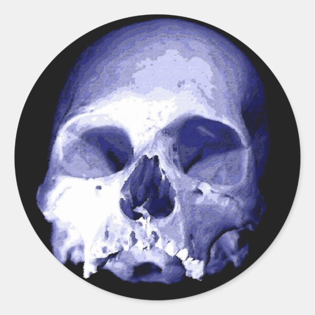 Blue Skull Classic Round Sticker (Front)