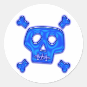 Blue Skull Classic Round Sticker