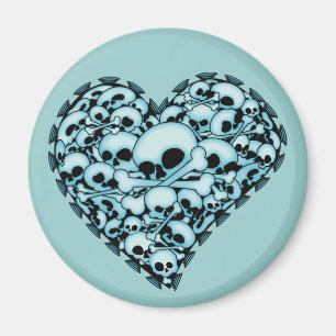 Blue Skull Heart Magnet
