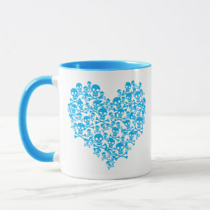 Blue Skull Heart Mug