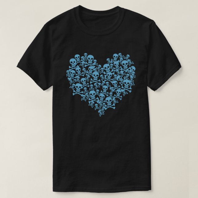Blue Skull Heart T-Shirt (Design Front)