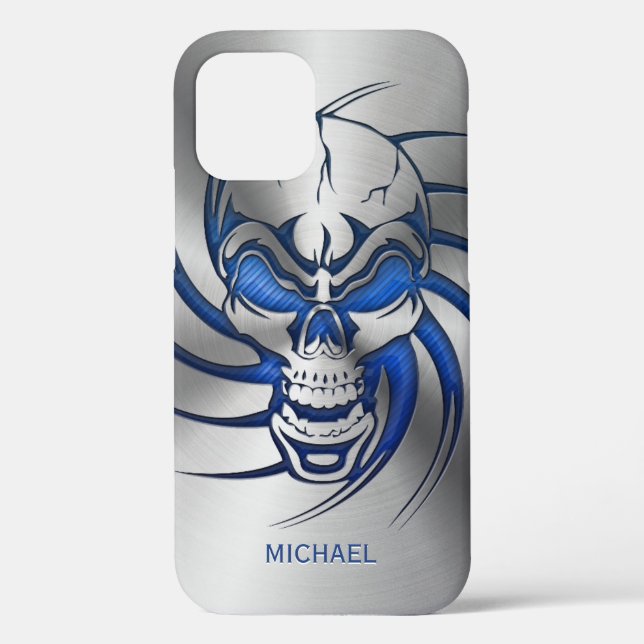 Blue Skull Metallic Look Case-Mate iPhone Case (Back)