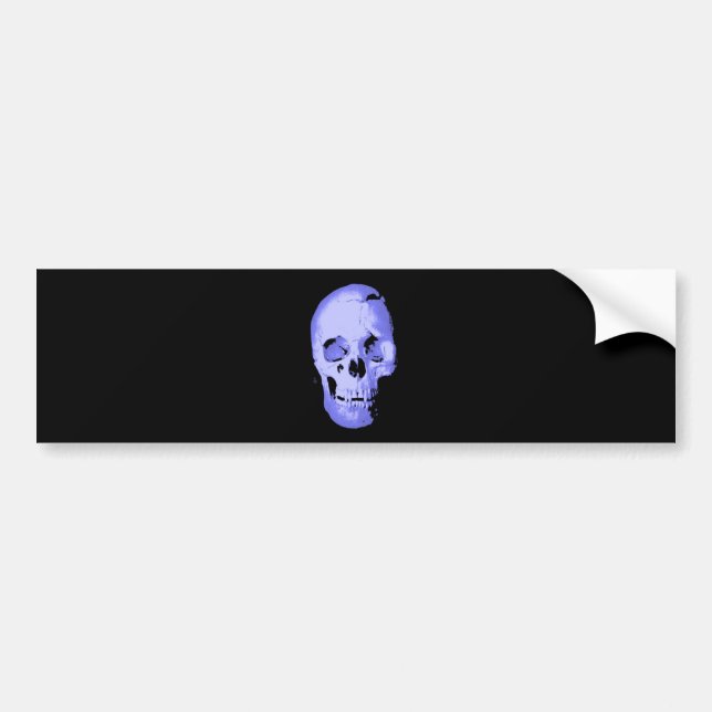 Blue Skull Pop Art Fantasy Bumper Sticker (Front)