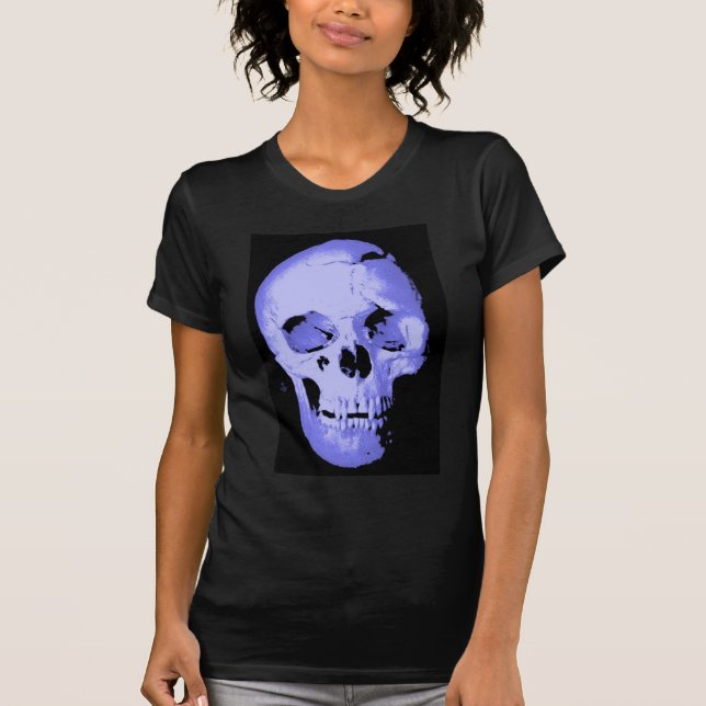 Blue Skull Pop Art Fantasy T-Shirt (Front)