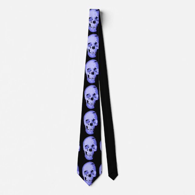 Blue Skull Pop Art Fantasy Tie (Front)