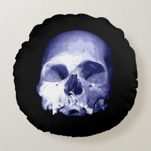 Blue Skull Round Cushion