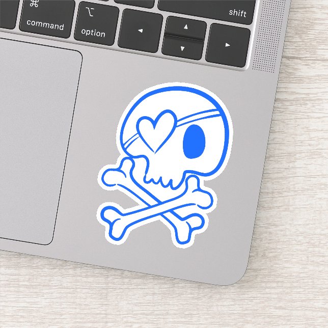 Blue Skull with Heart-Shaped Eyepatch (Detail)