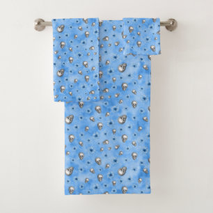 Blue Skulls and Sunflower Series Design 3  Bath Towel Set