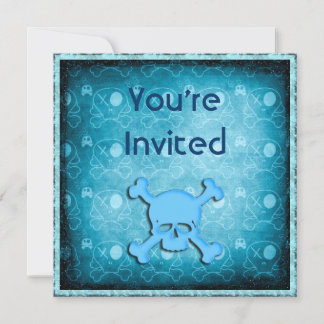 Blue Skulls, Black Glitter & Blue Jewels Invites