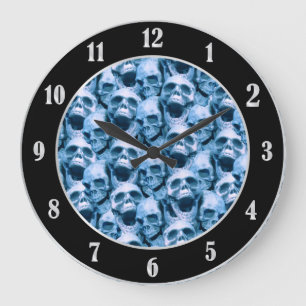 Blue Skulls Large Clock