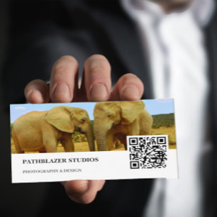 Blue Sky African Elephant   Wildlife Photography   Business Card