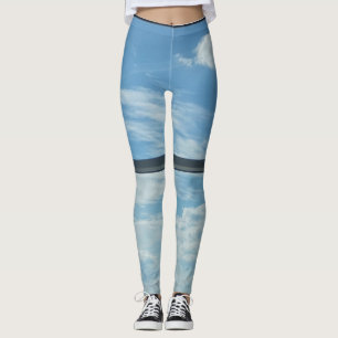 blue sky (airport window) leggings