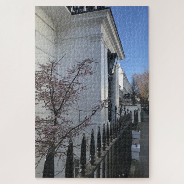 Blue Sky and Cherry Blossoms, Chelsea, London UK Jigsaw Puzzle (Vertical)