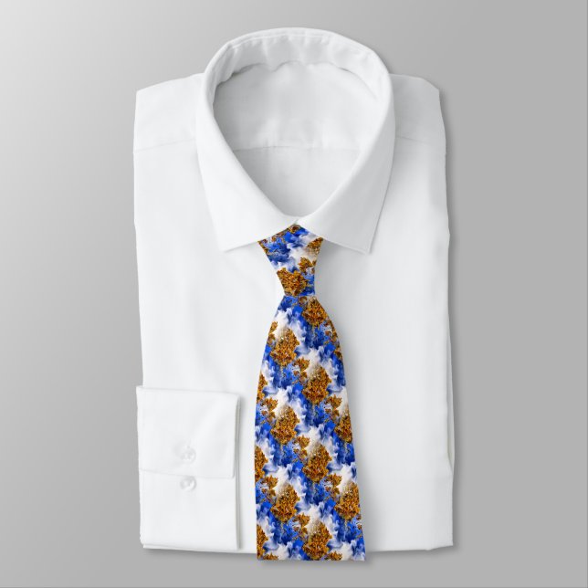 Blue Sky And Clouds Abstract Art Pattern     Tie (Tied)
