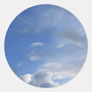 Blue sky and clouds classic round sticker