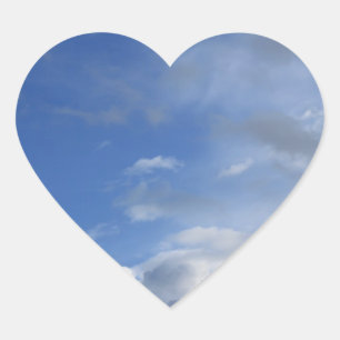 Blue sky and clouds heart sticker