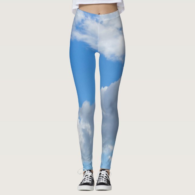 Blue Sky and Clouds Leggings (Front)