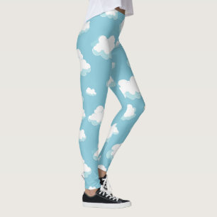 Blue Sky and Clouds Pattern Leggings