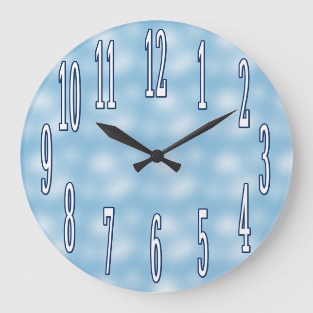 Blue Sky and Clouds Wall Clock (Front)