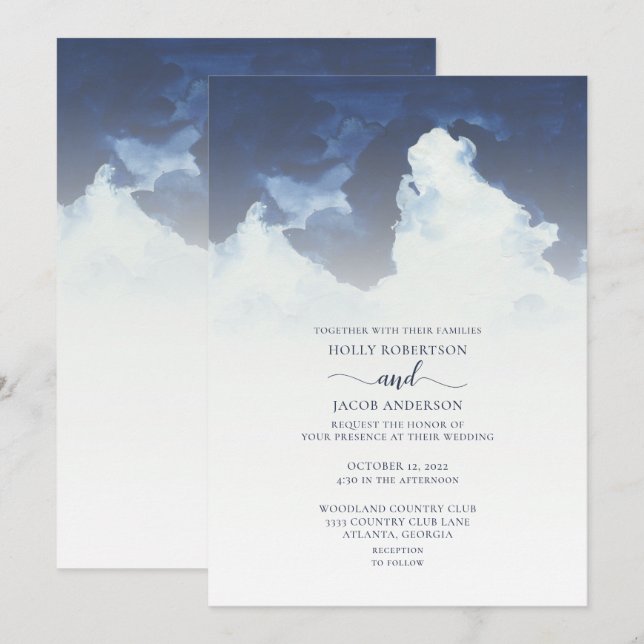 Blue Sky and Clouds Wedding Invitation (Front/Back)