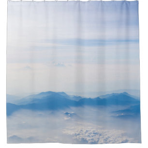 Blue sky and mountains view from aeroplane stylise shower curtain