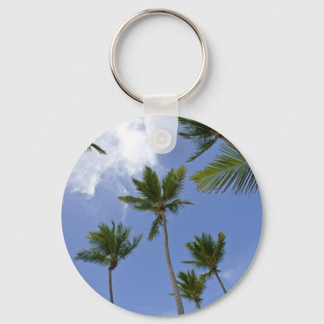 Blue Sky and Palm Trees Key Ring (Front)
