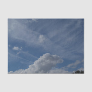 Blue sky and white clouds on tissue paper