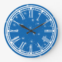 Blue Sky and White Stars Wall Clock
