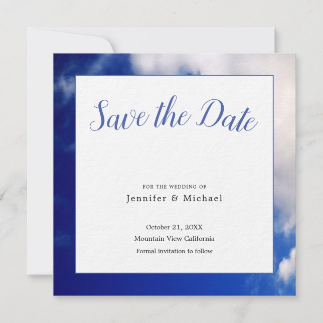 Blue Sky Art Photography Professional Minimalist Save The Date (Front)