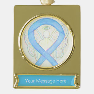 Blue Sky Awareness Ribbon Angel Art Ornament