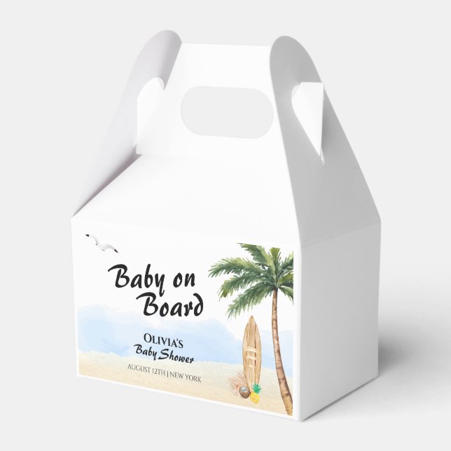 Blue Sky Baby On Board Beach Surf Baby Shower  Favour Box (Front Side)