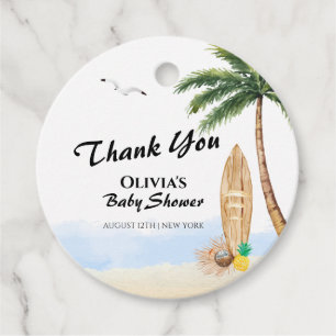 Blue Sky Baby On Board Beach Surf Baby Shower  Favour Tags