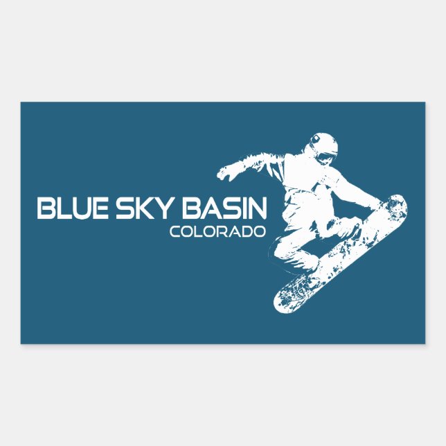 Blue Sky Basin Colorado Snowboarder Rectangular Sticker (Front)