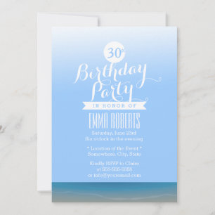 Blue Sky Beach Theme Birthday Party Invitation