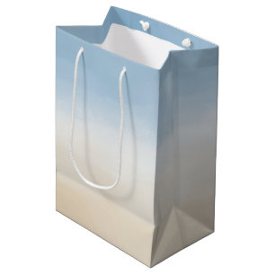 Blue Sky Beige Sand Ombre Watercolor Medium Gift Bag