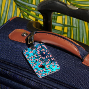 Blue Sky Bird Cherry Blossom Luggage Tag