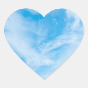 Blue Sky Blank Template Nature White Clouds Heart Sticker
