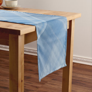 Blue Sky Blue and White Plaid Short Table Runner