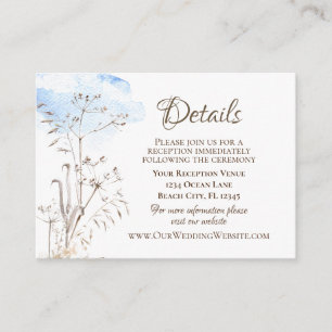 Blue Sky Casual Botanical Dried Herbs Wedding Enclosure Card