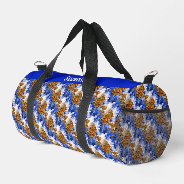 Blue Sky Clouds Abstract Pattern Personalised   Duffle Bag (Right Corner)