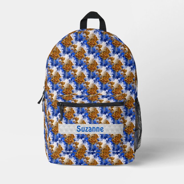 Blue Sky Clouds Abstract Pattern Personalised   Printed Backpack (Front)