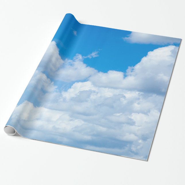 Blue Sky Clouds Background Skies Heaven Design Wrapping Paper (Unrolled)