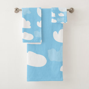 Blue Sky Clouds Bath Towel Set
