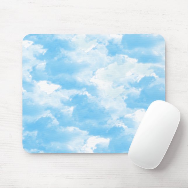 Blue Sky Clouds Mouse Mat (With Mouse)