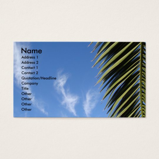 Blue Sky, Clouds, Palm Frond Business Card