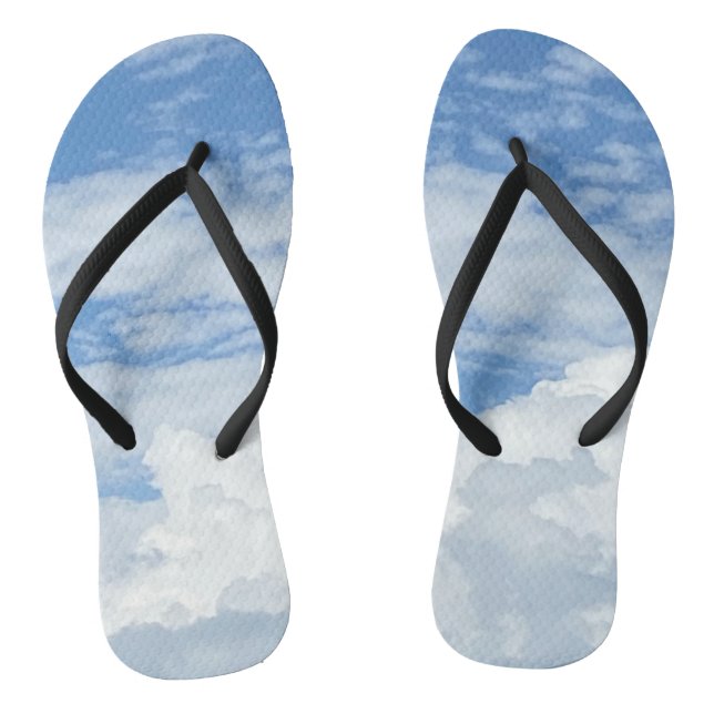 BLUE SKY CLOUDS PHOTO ADULT FLIP FLOPS (Footbed)