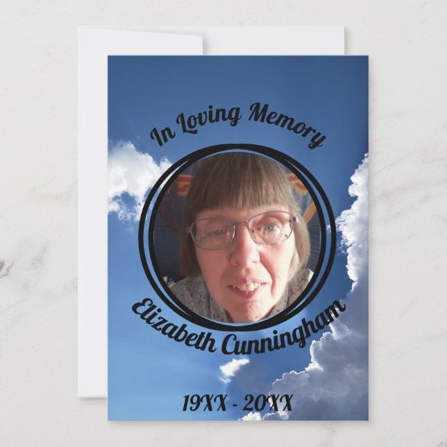 Blue Sky Clouds Sun Rays Photo Memorial Program  Invitation (Front)