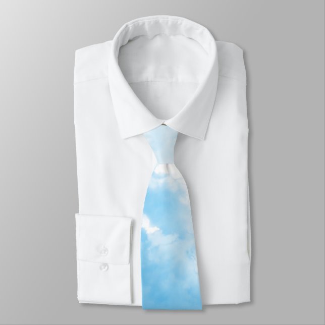 Blue Sky Clouds Tie (Tied)