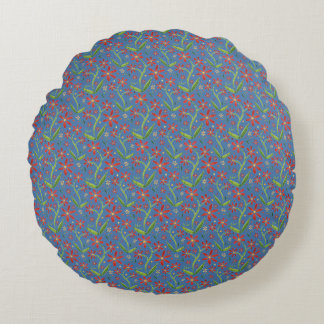 Blue Sky | Dancing Watercolor Daisies Apron Round Cushion