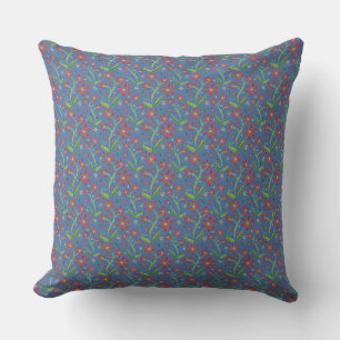 Blue Sky   Dancing Watercolor Daisies Cushion